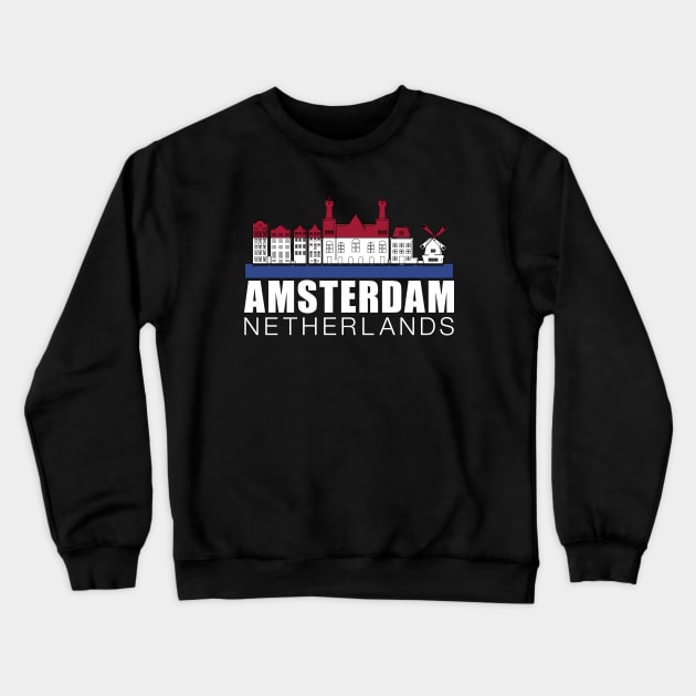 Amsterdam Netherlands Flag Skyline Crewneck Sweatshirt by mstory
